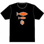 DMC Big Fish Little Fish Cardboard Box T-Shirt (black, orange logo)