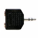 3.5mm (mini-jack) Double Adapter Plug (splits one male 3.5mm stereo mini-jack to two female stereo mini-jacks) (black)