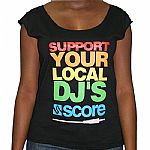 Support Your Local DJ T-Shirt (black with multicoloured logo)