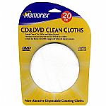 Memorex Non-Abrasive Disposable CD Cleaning Cloths (20 CD & DVD clothes, safely clean CDs, DVDs & DVD games, also safety for cleaning PDAs, monitors, cameras)