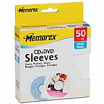Memorex CD/DVD Sleeves (pack of 50, white)