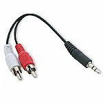 Phono (RCA) Y-Adapter Cable (pair of male phono (RCA) to stereo male 3.5mm (mini-jack) plug) (black)