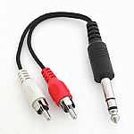 Phono (RCA) Y-Adapter Cable (male stereo 1/4" to pair of male phono (RCA) plugs) (black)