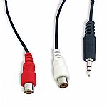 Phono (RCA) Stereo Audio Cable (1.8 metres) (pair of female phono (RCA) to male stereo 3.5mm (mini-jack) cable) (black)