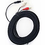 Phono (RCA) Stereo Audio Cable (15 metres) (pair of male phono (RCA) to 3.5mm (mini-jack) stereo cable) (black)