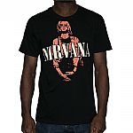 Kurt Cobain/Nirvana T-shirt (black with orange & yellow print)