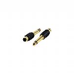 Mono Female Phono (RCA) Plug To Mono Male 1/4" (6.35mm) Jack Adapter Plug (black plastic casing, gold plated connector)