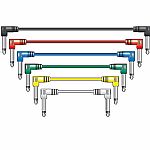 Chord 6.3mm Mono Jack Plug To 6.3mm Mono Jack Plug Patch Cable (0.15m/mixed colours/pack of 6)