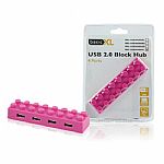 BasicXL 4 Port USB 2.0 Block Hub (pink)