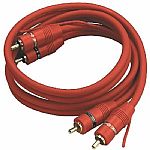 Monacor AC500RT Twin Male To Male Stereo Phono (RCA) Plugs Audio Cable With Ground Wire (5.0m, red)