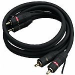 Monacor AC-500/SW Twin Male To Male Stereo Phono (RCA) Plugs Audio Cable With Ground Wire (5.0m, black)