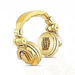 Sound Headz Yellow Gold Plated DJ Headphone Necklace (blank slate model)