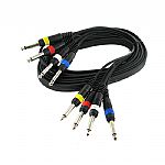 4 Way Wiring Loom Audio Cable With 1/4" Mono Jack Plugs (black, 6m)