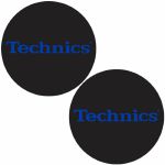 Technics Electric Blue Logo Slipmats (pair, blue on black)