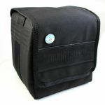 Mukatsuku Records Are Our Friends Cordura 7 Inch 45 Record Bag (black with embossed vintage black leather patch, holds 80 x 7'' singles) (Juno exclusive)
