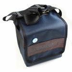 Mukatsuku Records Are Our Friends Polyester 7" 45 Record Bag (navy with embossed vintage brown leather patch, holds up to 80 singles) (Juno Exclusive)