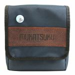 Mukatsuku Records Are Our Friends Polyester 7" 45 Record Bag (navy with embossed vintage brown leather patch, holds up to 80 singles) (Juno Exclusive)