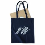 Lobster Theremin Tote Bag (navy blue with white logo print)