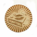Mukatsuku Laser Etched Wooden 38mm Pin Badge (rays design) *Juno Exclusive*