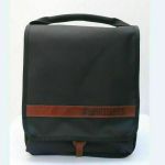 Mukatsuku Bespoke Black Foldable Backpack 12 inch Record Bag (black with vintage leather embossed flap, holds up to 50 x 12'' records) (Juno Exclusive)