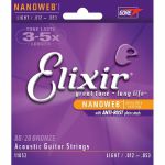 Elixir 80/20 Light Acoustic Guitar Strings Set With Nanoweb Coating (E11052)