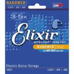 Elixir Light Electric Guitar Strings Set With Nanoweb Coating (E12052)