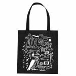 Hieroglyphic Being Tote Bag (black with white print)