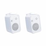 E Audio 3.5" Mini Speakers With Brackets (white, pair)
