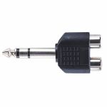 Electrovision 6.35mm Stereo Jack Plug To 2 x RCA Phono Sockets Adapter (black/silver)
