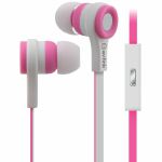 AV Link Rubberised Stereo Earphones With Hands Free Mic (pink & white)