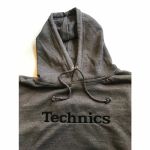 Technics Hooded Sweatshirt (charcoal grey with black embroidered logo, extra large)