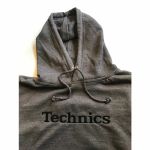 Technics Hooded Sweatshirt (charcoal grey with black embroidered logo, small)