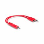 Hosa 3.5mm Mini-Jack TS With 3.5mm Mini-Jack TSF Pigtail To 3.5mm TS Hopscotch Patch Cable (6 inch, red, pack of 5)