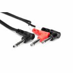 Hosa STP-201RR Right Angled 1/4" TRS Jack To Dual Right Angled 1/4" TS Jack Insert Cable (1m)