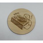 Mukatsuku Wooden Drinks Coaster (Mukatsuku outline logo design, pack of 4) *Juno Exclusive*