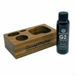 GrooveWasher Walnut Display Block & G2 Vinyl Record Cleaning Fluid 2oz Bottle