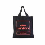 Disk Union Square Logo Tote Bag (black with red logo)