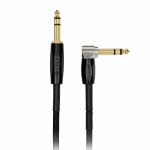 Boss 1/4" TRS plug To 1/4" TRS Angled Plug Interconnect Cable (black, 1m)