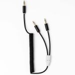 myVolts Candycords 3.5mm Straight Jack To 2x 3.5mm Straight Mono Jack Cable (single/coiled 26cm to 30cm/liquorice black)