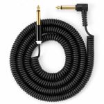 myVolts Candycords 6.35mm Straight Mono Jack To 6.35mm Angled Mono Jack Cable (single/coiled 100cm to 200cm/liquorice black)
