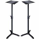 NovoPro SMS80R Monitor Stands With  Auto-Lock Ratchet System & Tripod Base (pair, black) (B-STOCK)