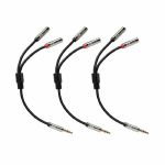 1010 Music 3.5mm Male Stereo TRS To 2x 3.5mm Female Mono TS Breakout Cable (pack of 3, 15cm)