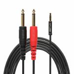 1010 Music 3.5mm Male Stereo TRS To 2x 6.35mm Male Mono TS Breakout Cable (single, 1.4m)
