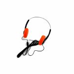 SoundLAB Retro Sony Walkman Style Stereo Headphones With Orange Pads (black) (B-STOCK)