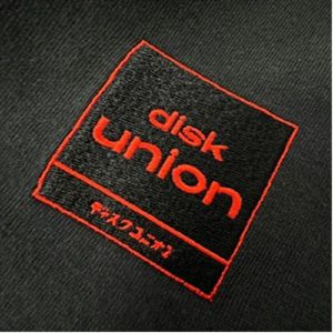 Disk Union Original Tee Square Logo Embroidered (large, sumi black)
