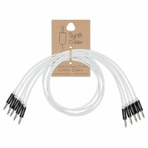 Synth Cables LED 3.5mm Mono TS Male Patch Cables v2 (90cm, white, pack of 5)