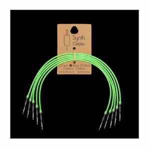 Synth Cables LED 3.5mm Mono TS Male Patch Cables v2 (30cm, green, pack of 5)