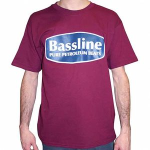 Pure Petroleum Beats T-Shirt (blue & white logo on maroon t-shirt)
