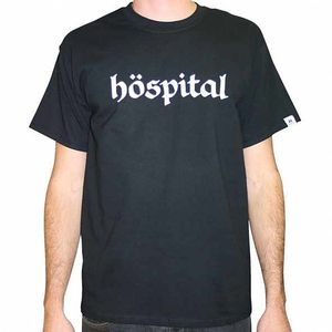 Hospital T-Shirt (black with white gothic style logo)