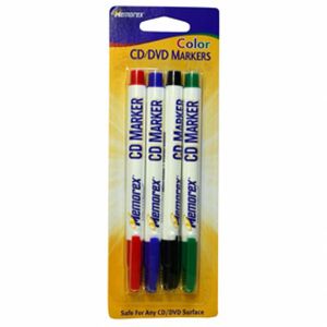 Memorex Permanent CD/DVD Markers (4 colour pack red, blue, black & green))